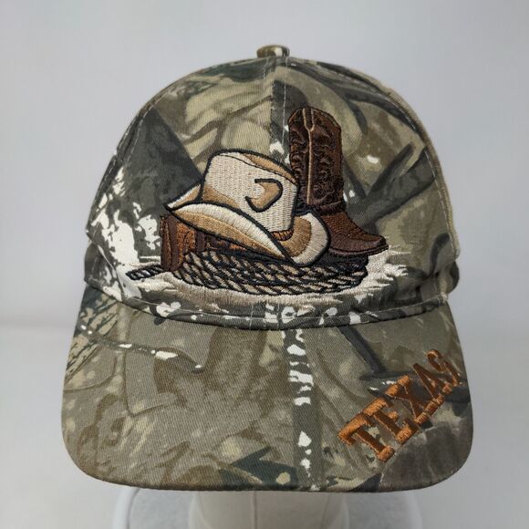 Texas Strapback Hat Camouflage One Size Adjustable Embroidered 6 Panel Joy Cap - Picture 2 of 8